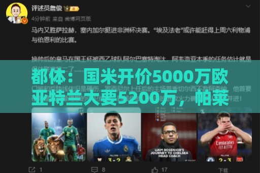 都体:国米开价5000万欧亚特兰大要5200万,帕莱斯特拉将签约5年 都体:国米开价5000万欧亚特兰大要5200万,帕莱斯特拉将签约5年